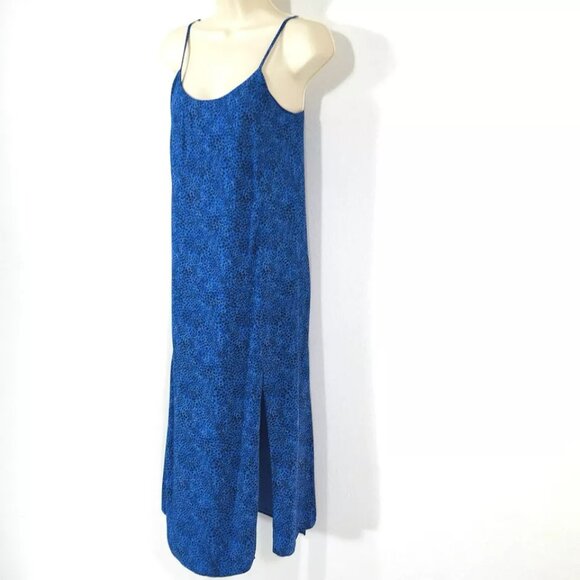 & Other Stories Leopard Print Midi Slip Dress Sz 0 Adjustable Straps Side Slits - Picture 6 of 15